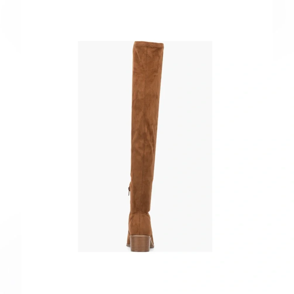 New York & Company Rana Faux Suede Tall Boots Cognac Brown Women’s Size 6
